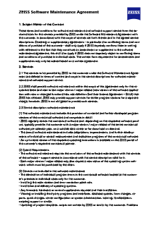 แสดงภาพตัวอย่างของ ZEISS Software Maintenance Agreement