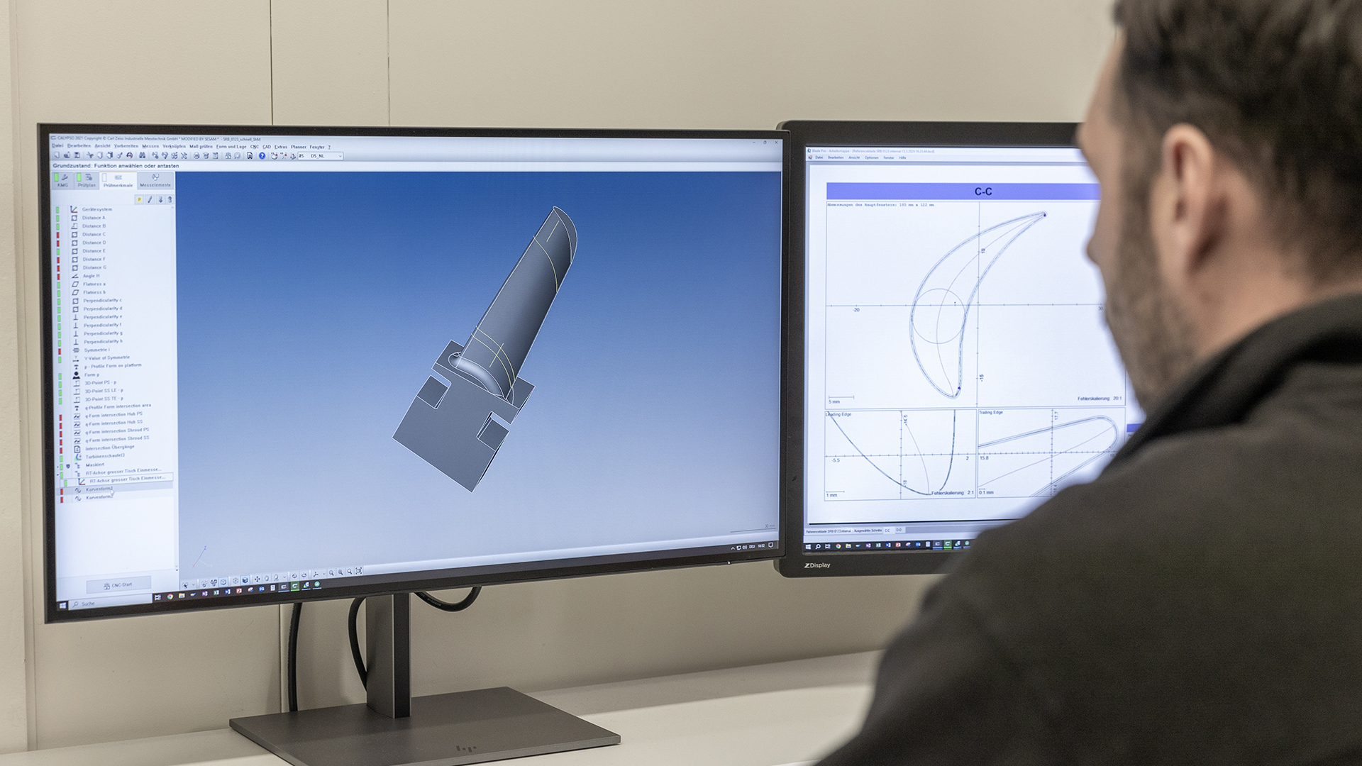 ซอฟต์แวร์ ZEISS CALYPSO และซอฟต์แวร์การวิเคราะห์และตรวจสอบ Blade Inspect ตีความและวิเคราะห์ข้อมูลการวัดของใบพัดโรเตอร์ ใบพัดนำทาง และบลิสก์ได้อย่างรวดเร็ว