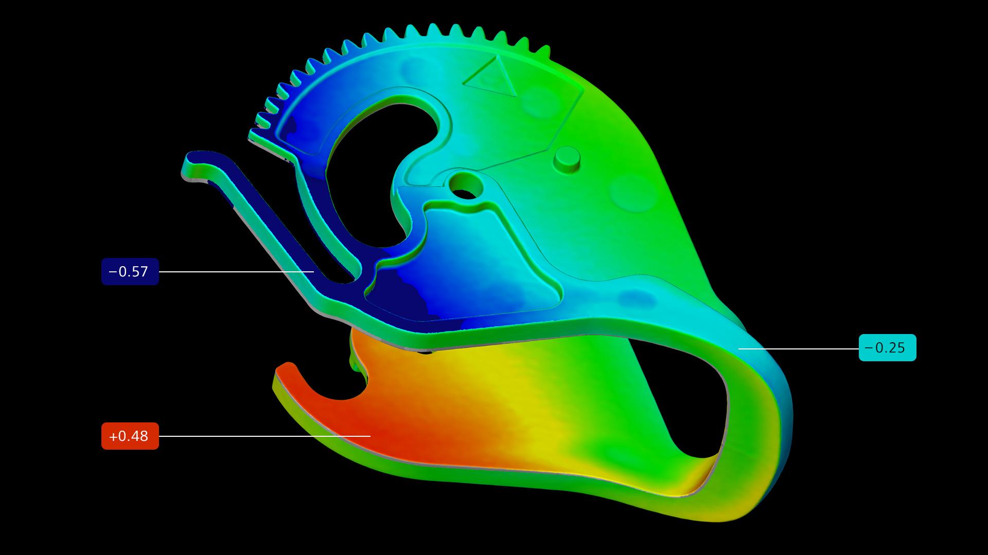 การเปรียบเทียบค่าที่ระบุ-ค่าจริงใน ZEISS INSPECT X-Ray