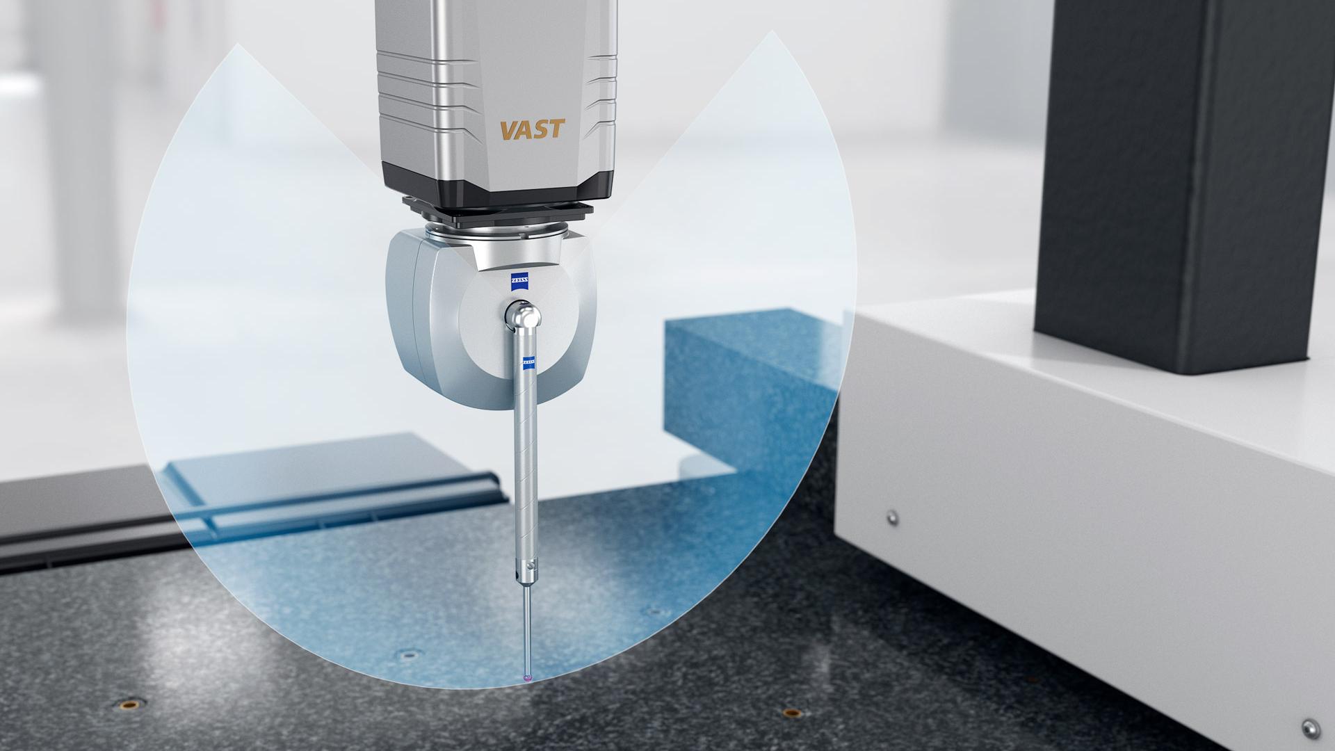 เมื่อใช้งานร่วมกับหัววัด ZEISS VAST gold ที่มีความแม่นยำสูง ความเสถียรของสไตลัสแบบข้อต่อจะช่วยให้ได้ความแม่นยำสูง